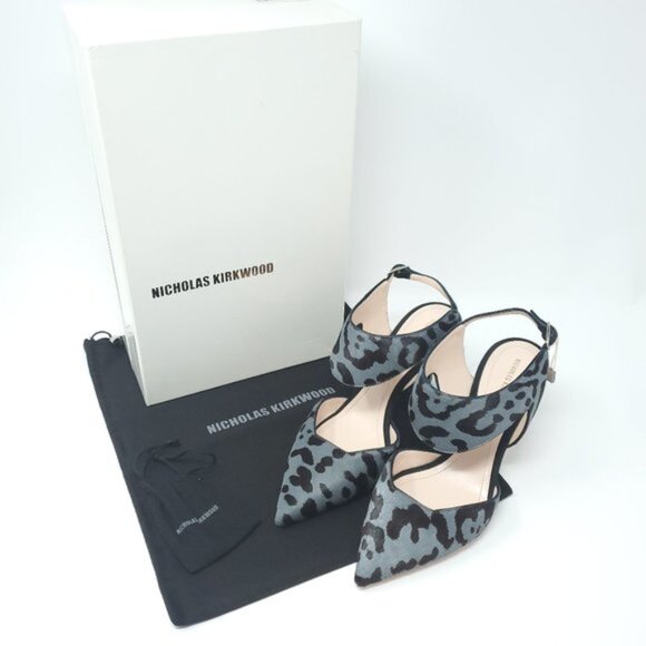NICHOLAS KIRKWOOD Leopard Print Leather Pointed Toe Ankle Strap Heels - Picture 4 of 12